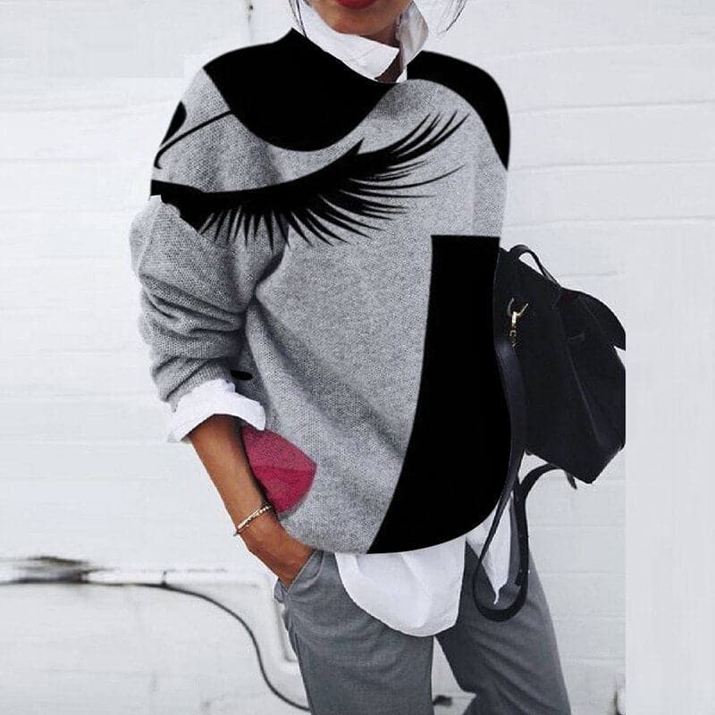 Mirla | Sweatshirt Bekväm passform Grafiktryck Långärmad Rundhalsning-Eva Jonsson