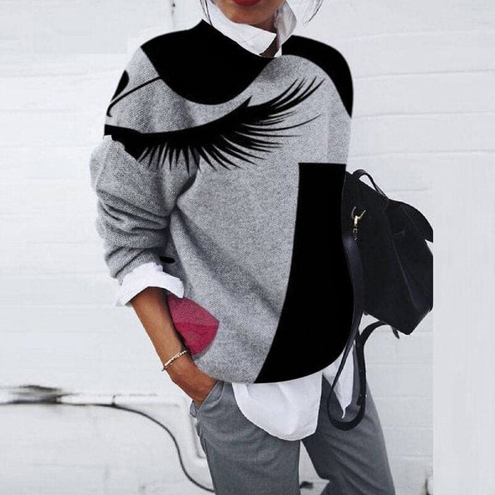 Mirla | Sweatshirt Bekväm passform Grafiktryck Långärmad Rundhalsning-Eva Jonsson