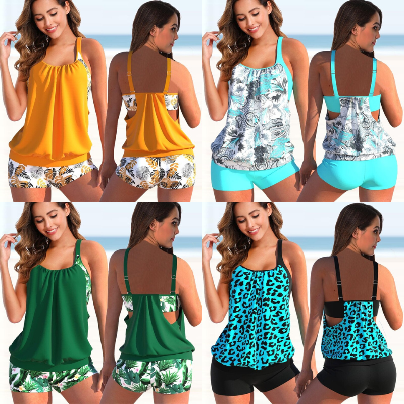 Mirla | Tankini-set Sommarligt Tvåfärgat Tankini-set-Eva Jonsson