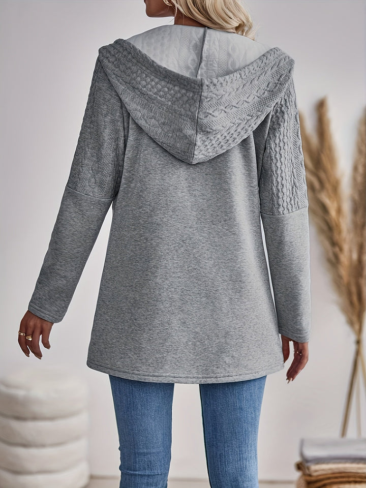 Mirla | Texturerad jacka med dragkedja och huva-Eva Jonsson