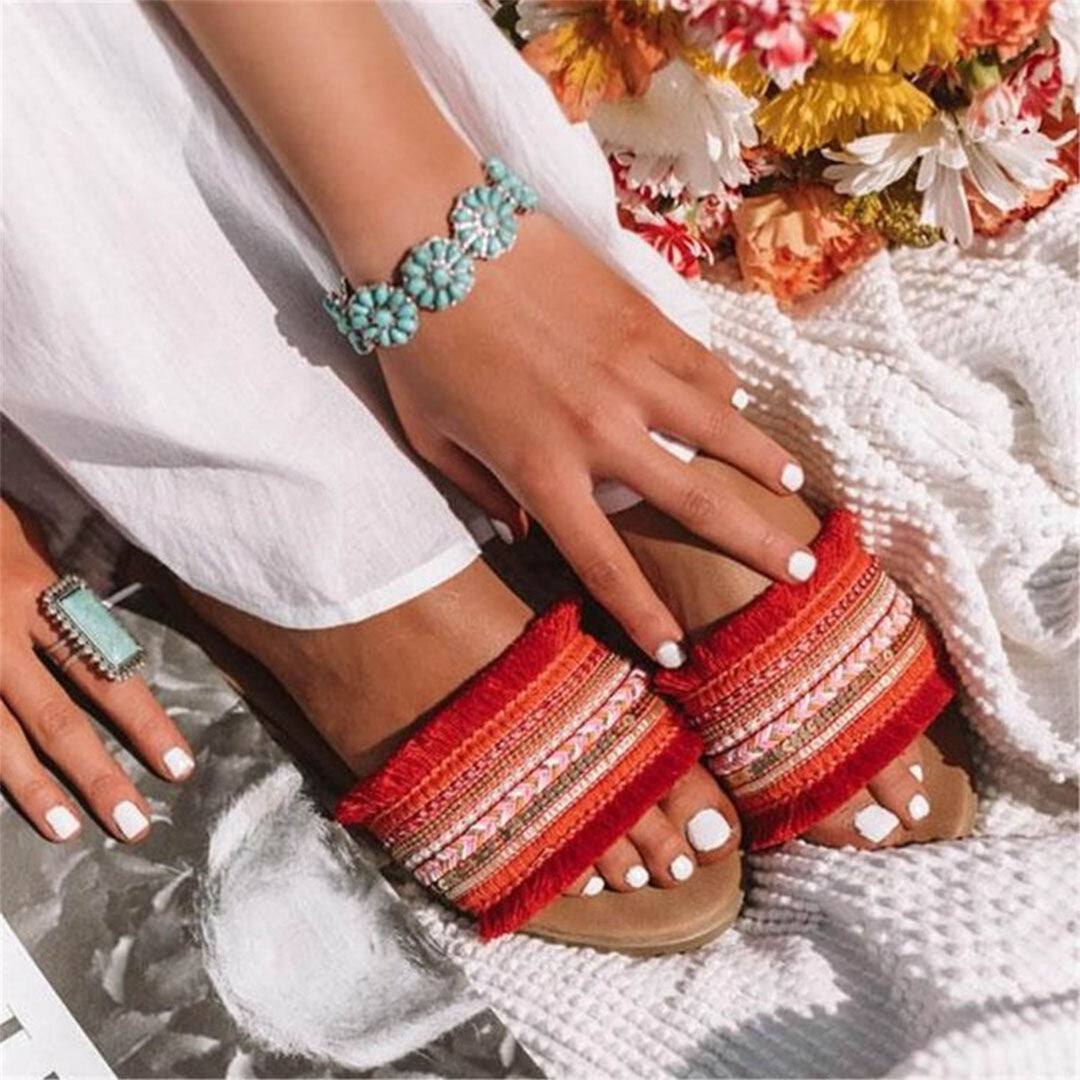 Mirla | Tofflor, Boho Stil, Platt, Sandaler, Sommarskor-Eva Jonsson