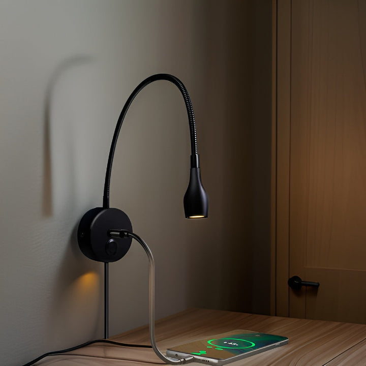 Mirla | TouchGlow - 2-i-1-Gåshals Vägglampa med USB-laddare för Mysiga Lässtunder-Eva Jonsson