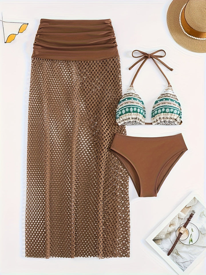 Mirla | Tre-delad bikini-set med tribaltryck för damer-Eva Jonsson