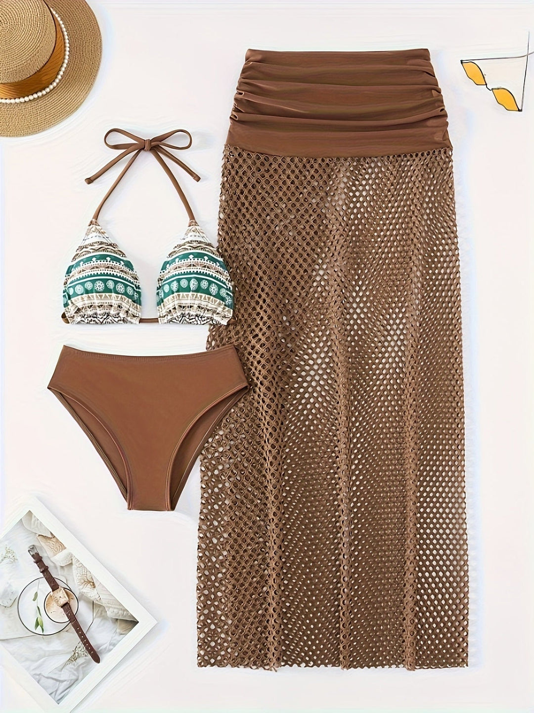 Mirla | Tre-delad bikini-set med tribaltryck för damer-Eva Jonsson