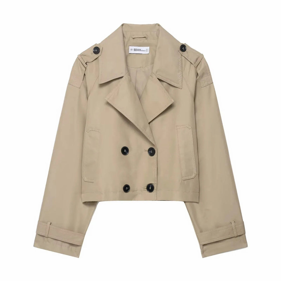 Mirla | Trenchcoat Dam - Dubbelfalsat Design med Funktionella Fickor-Eva Jonsson