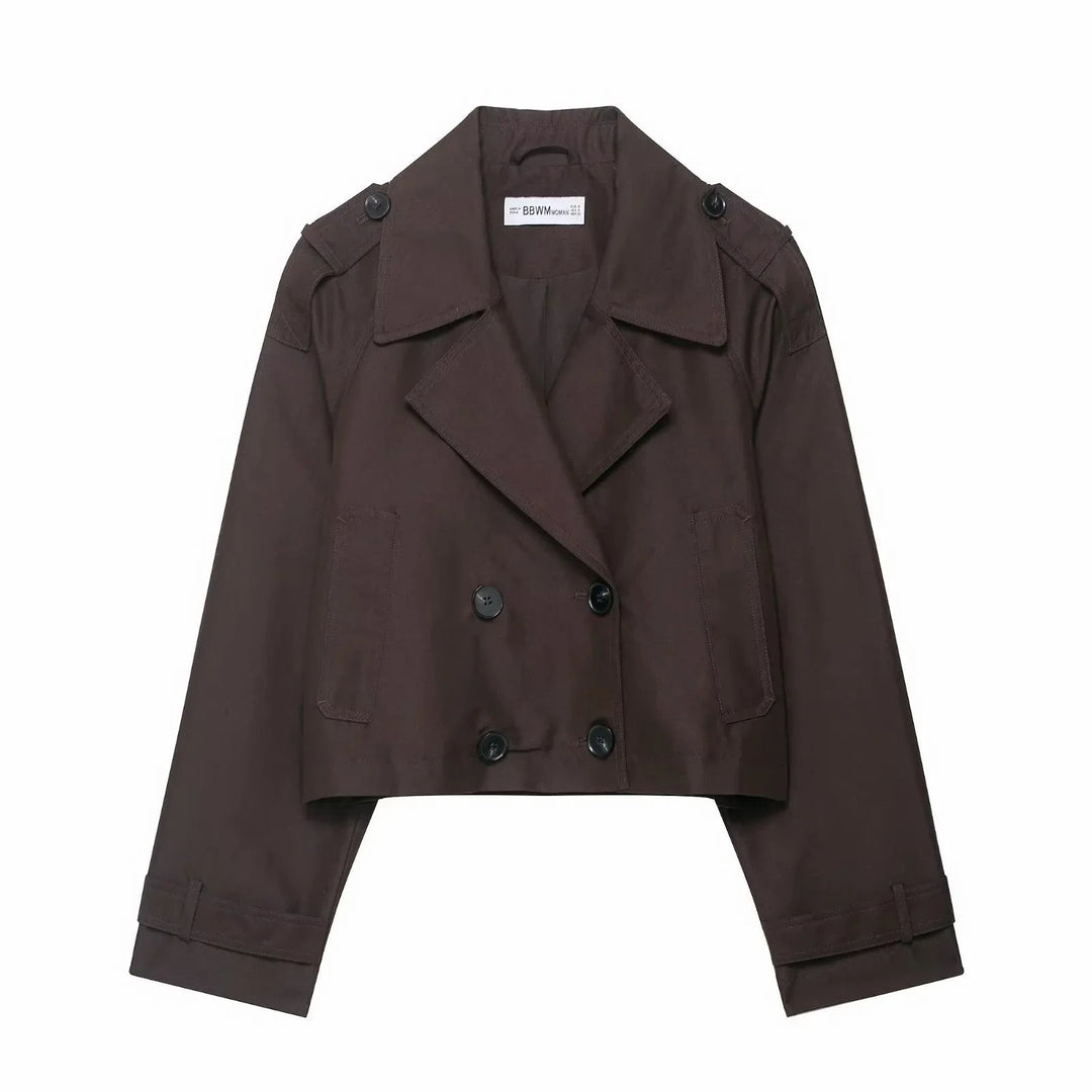 Mirla | Trenchcoat Dam - Dubbelfalsat Design med Funktionella Fickor-Eva Jonsson