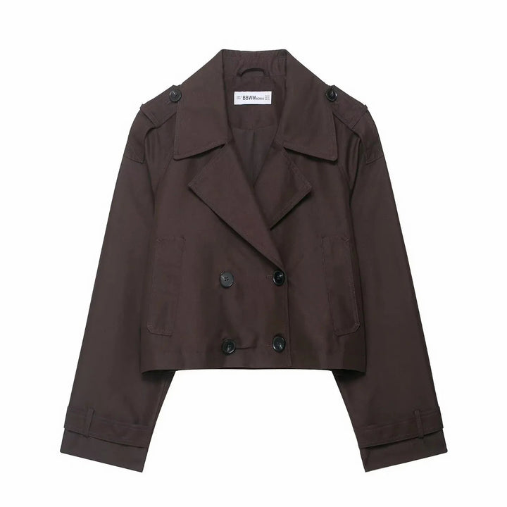 Mirla | Trenchcoat Dam - Dubbelfalsat Design med Funktionella Fickor-Eva Jonsson