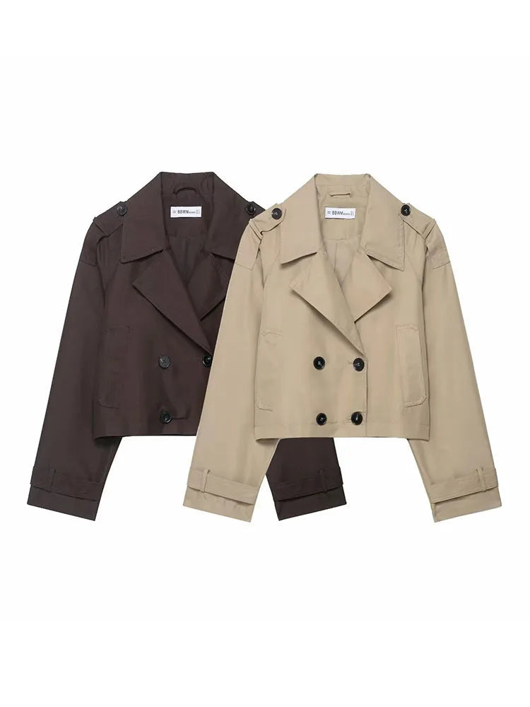 Mirla | Trenchcoat Dam - Dubbelfalsat Design med Funktionella Fickor-Eva Jonsson