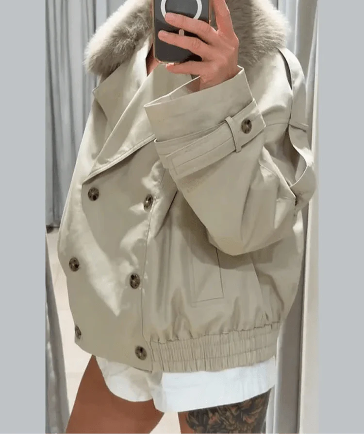 Mirla | Trenchcoat med Konstpäls-Eva Jonsson