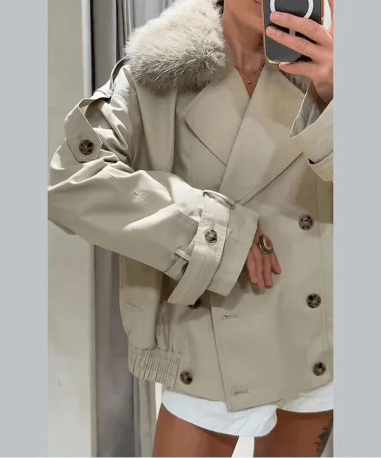 Mirla | Trenchcoat med Konstpäls-Eva Jonsson