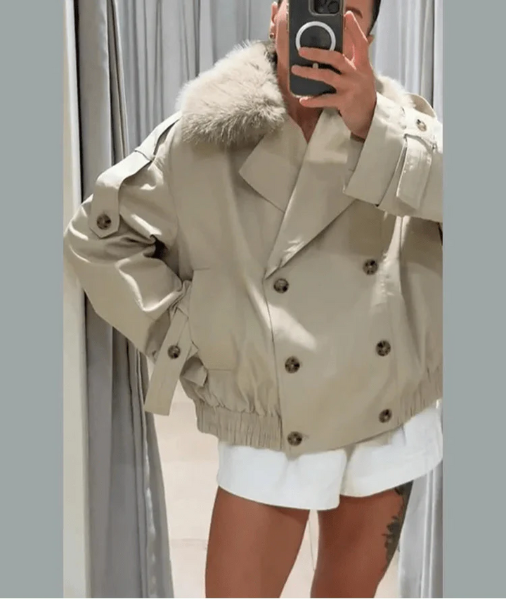 Mirla | Trenchcoat med Konstpäls-Eva Jonsson
