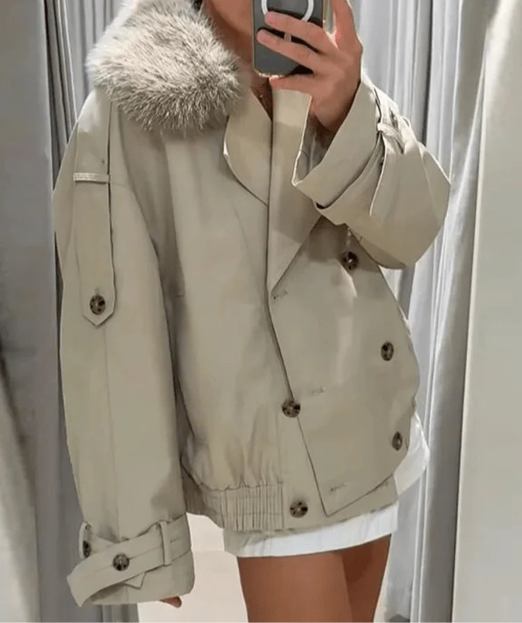 Mirla | Trenchcoat med Konstpäls-Eva Jonsson