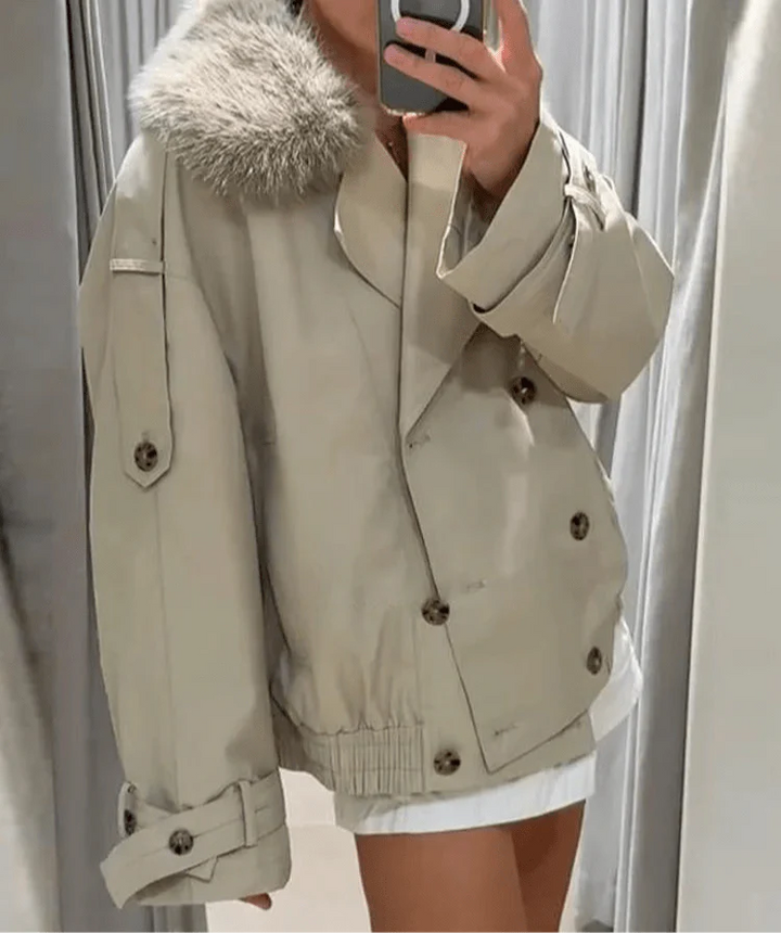 Mirla | Trenchcoat med Konstpäls-Eva Jonsson