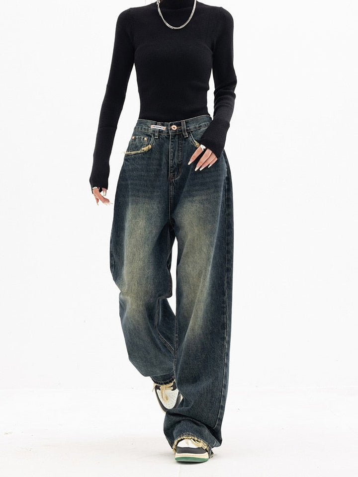 Mirla | Trendiga Baggy Vida Ben Jeans Dam Jeans med Hög Midja Lätt Streetwear-Eva Jonsson