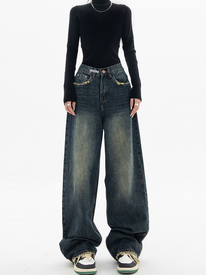 Mirla | Trendiga Baggy Vida Ben Jeans Dam Jeans med Hög Midja Lätt Streetwear-Eva Jonsson
