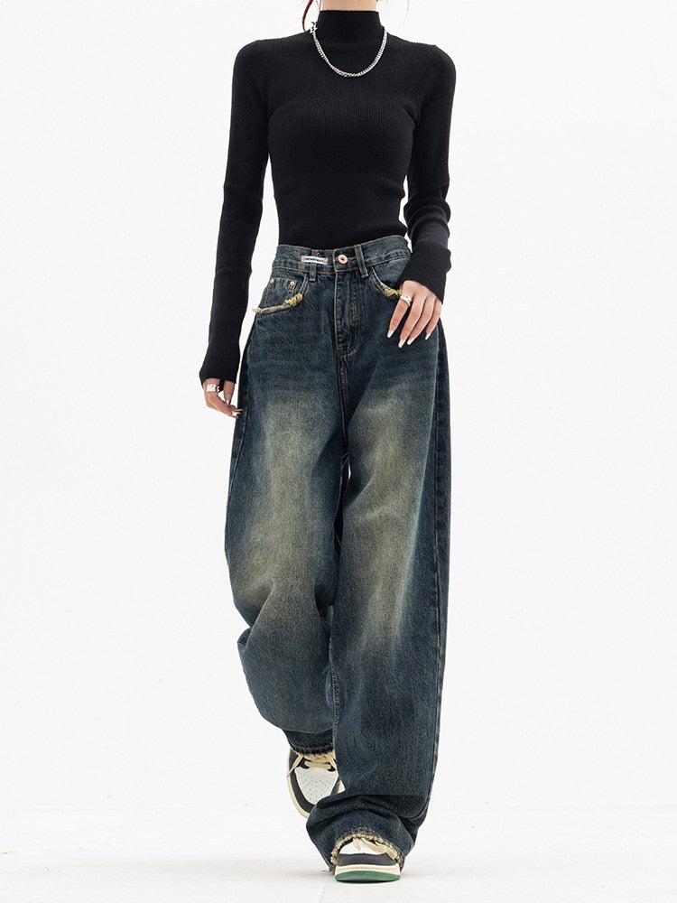 Mirla | Trendiga Baggy Vida Ben Jeans Dam Jeans med Hög Midja Lätt Streetwear-Eva Jonsson