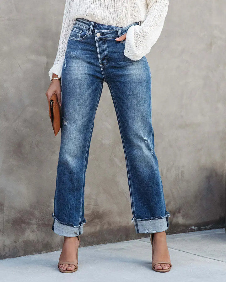 Mirla | Trendy Jeans med Hög Midja-Eva Jonsson