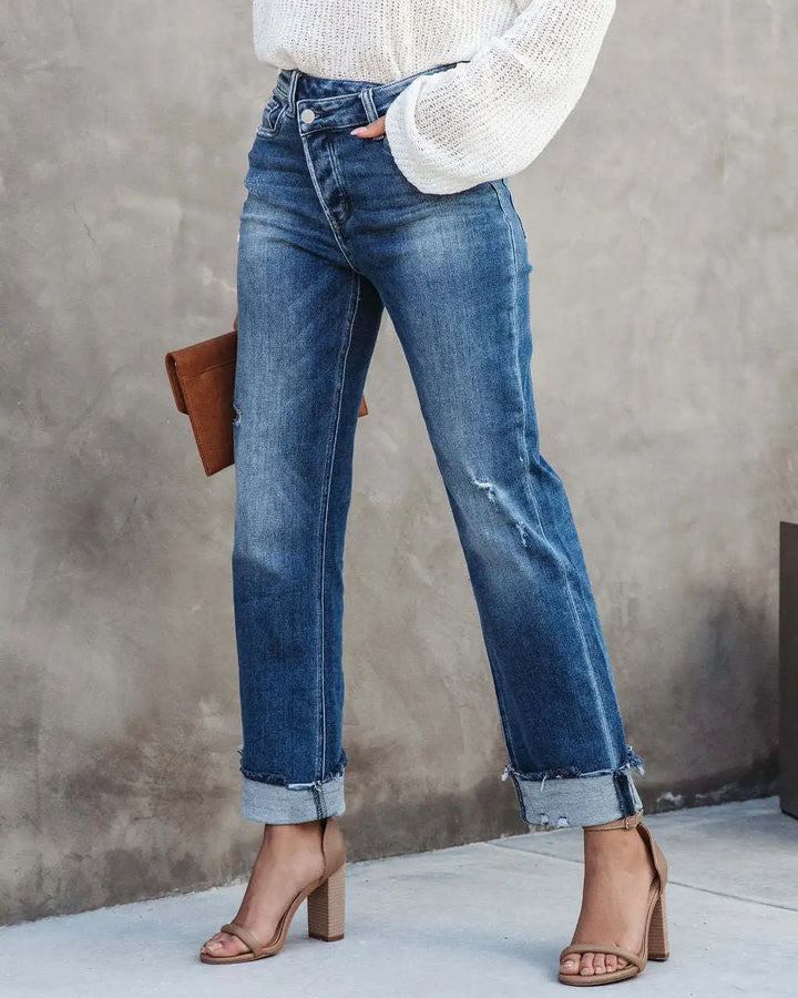 Mirla | Trendy Jeans med Hög Midja-Eva Jonsson