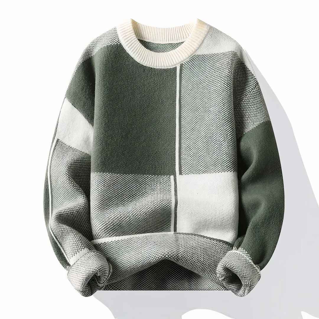 Mirla | Trendy Rutigt Stickad Tröja för Män-Eva Jonsson