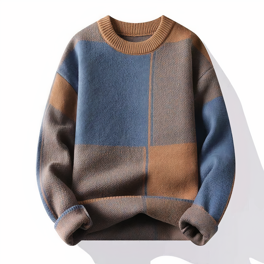 Mirla | Trendy Rutigt Stickad Tröja för Män-Eva Jonsson
