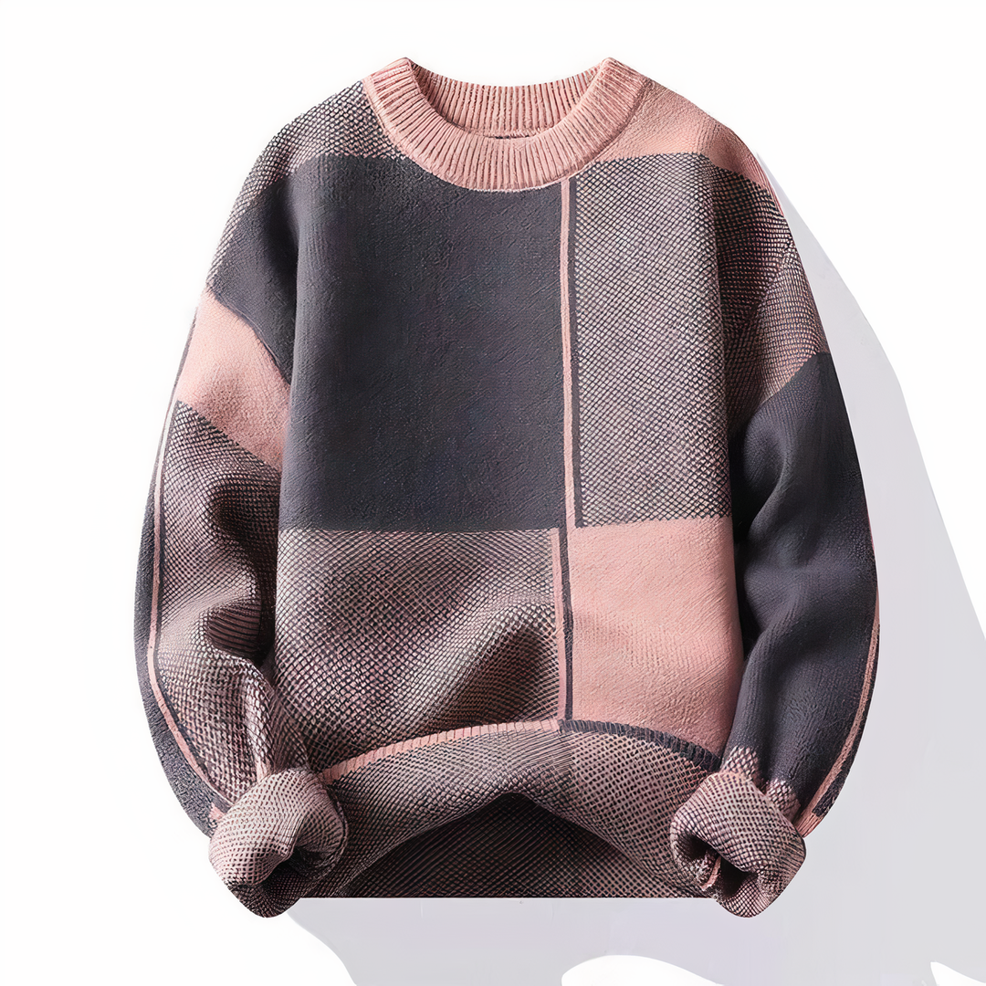 Mirla | Trendy Rutigt Stickad Tröja för Män-Eva Jonsson