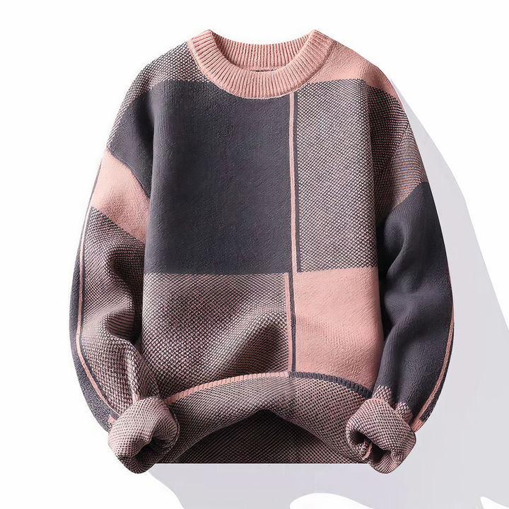 Mirla | Trendy Rutigt Stickad Tröja för Män-Eva Jonsson