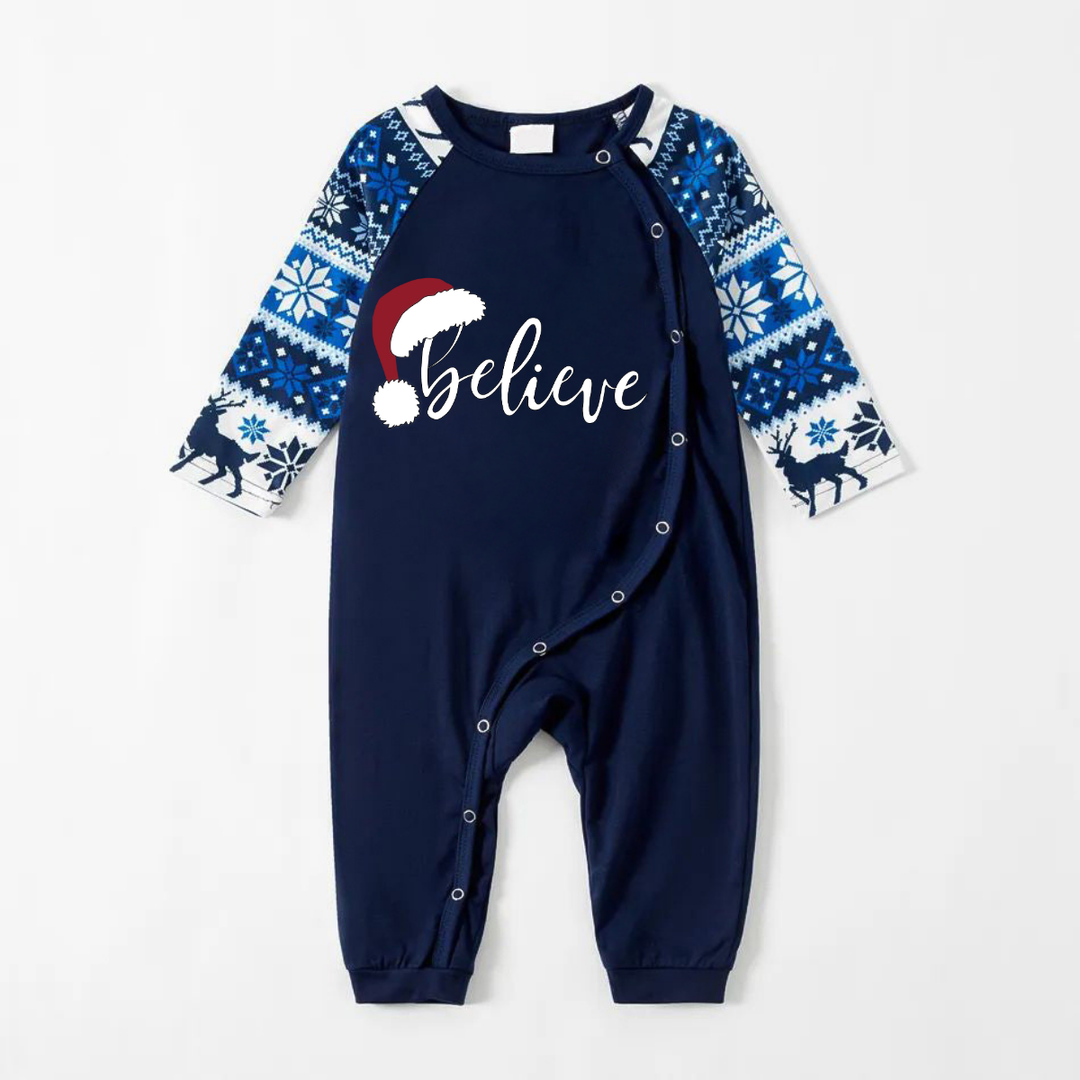 Mirla | Tro Tryck Blå Familj Jul Matching Pyjamas-Eva Jonsson
