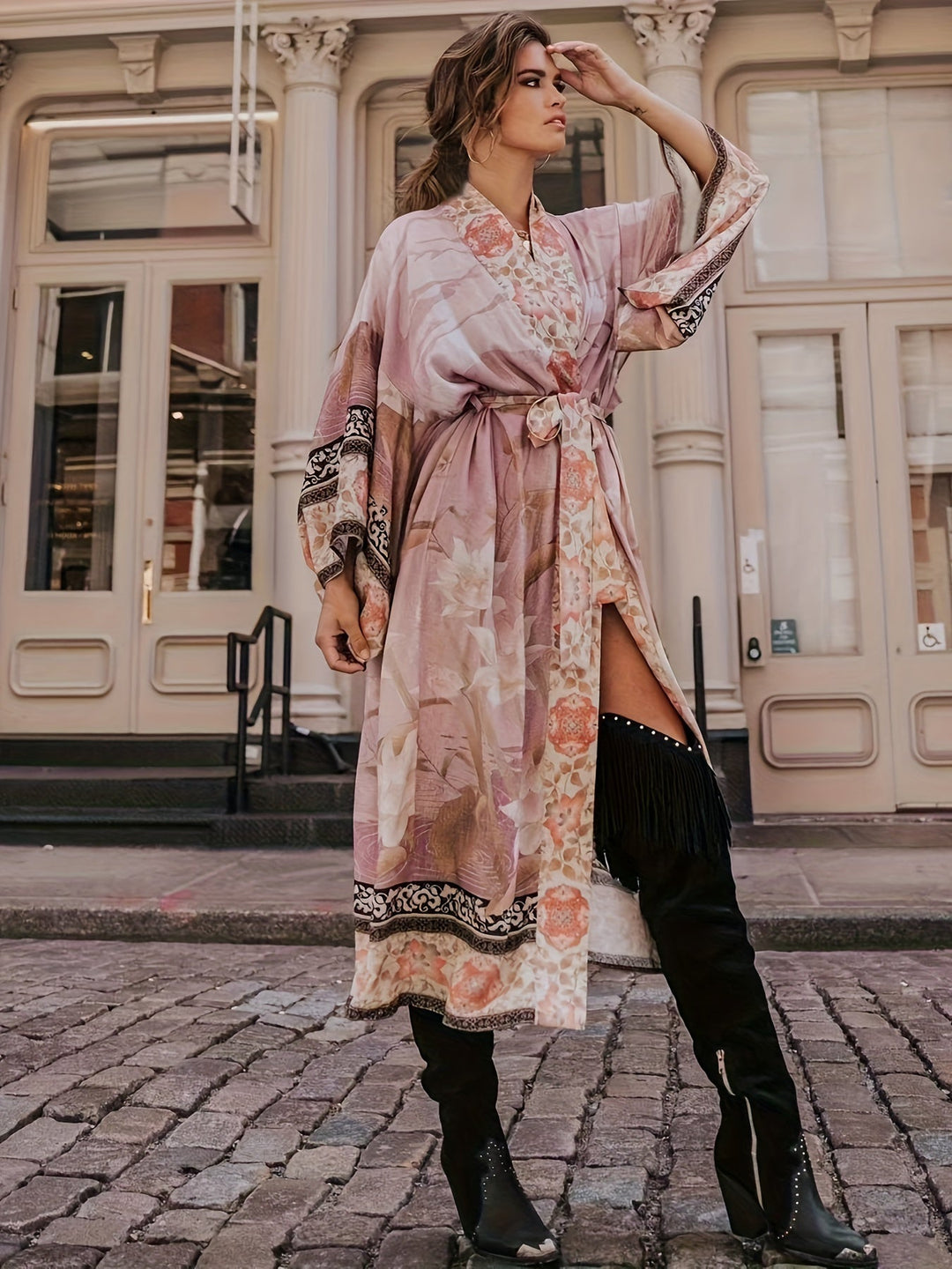 Mirla | Tryckt, Kimono-inspirerad, Stilig Strandöverdrag-Eva Jonsson