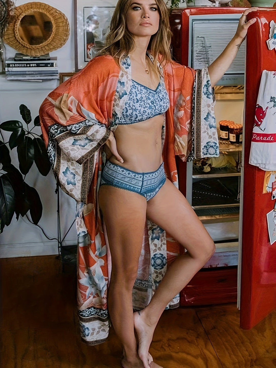 Mirla | Tryckt, Kimono-inspirerad, Stilig Strandöverdrag-Eva Jonsson