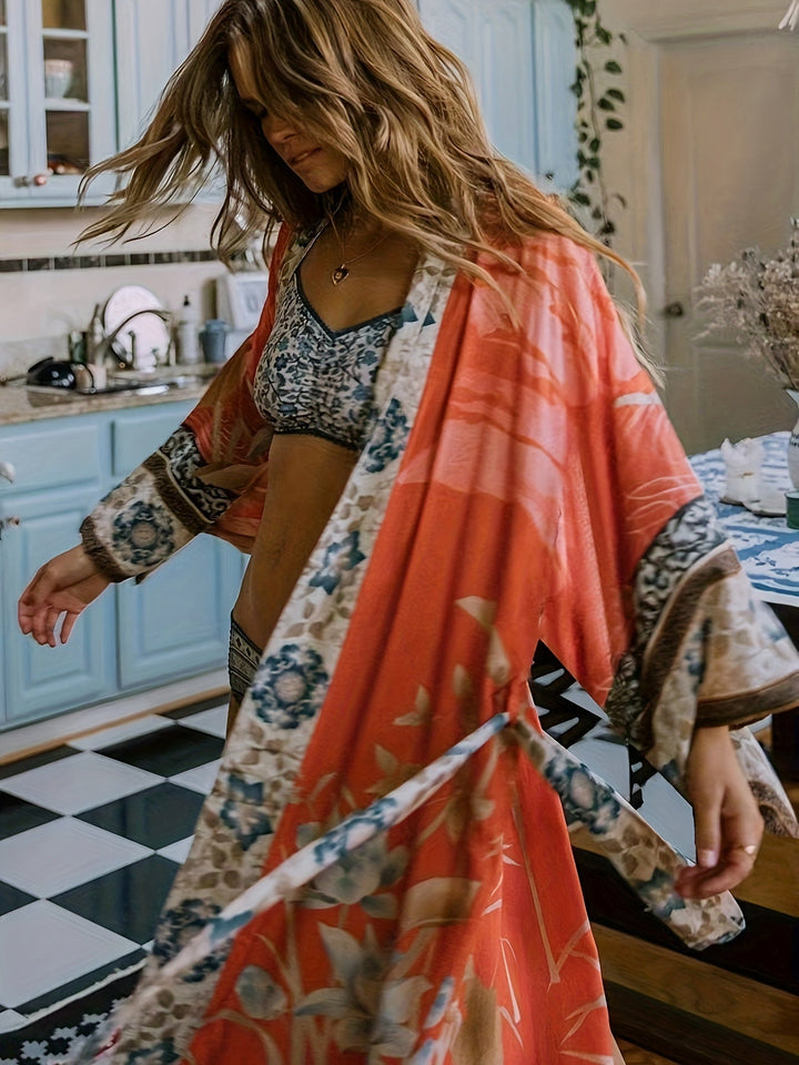 Mirla | Tryckt, Kimono-inspirerad, Stilig Strandöverdrag-Eva Jonsson