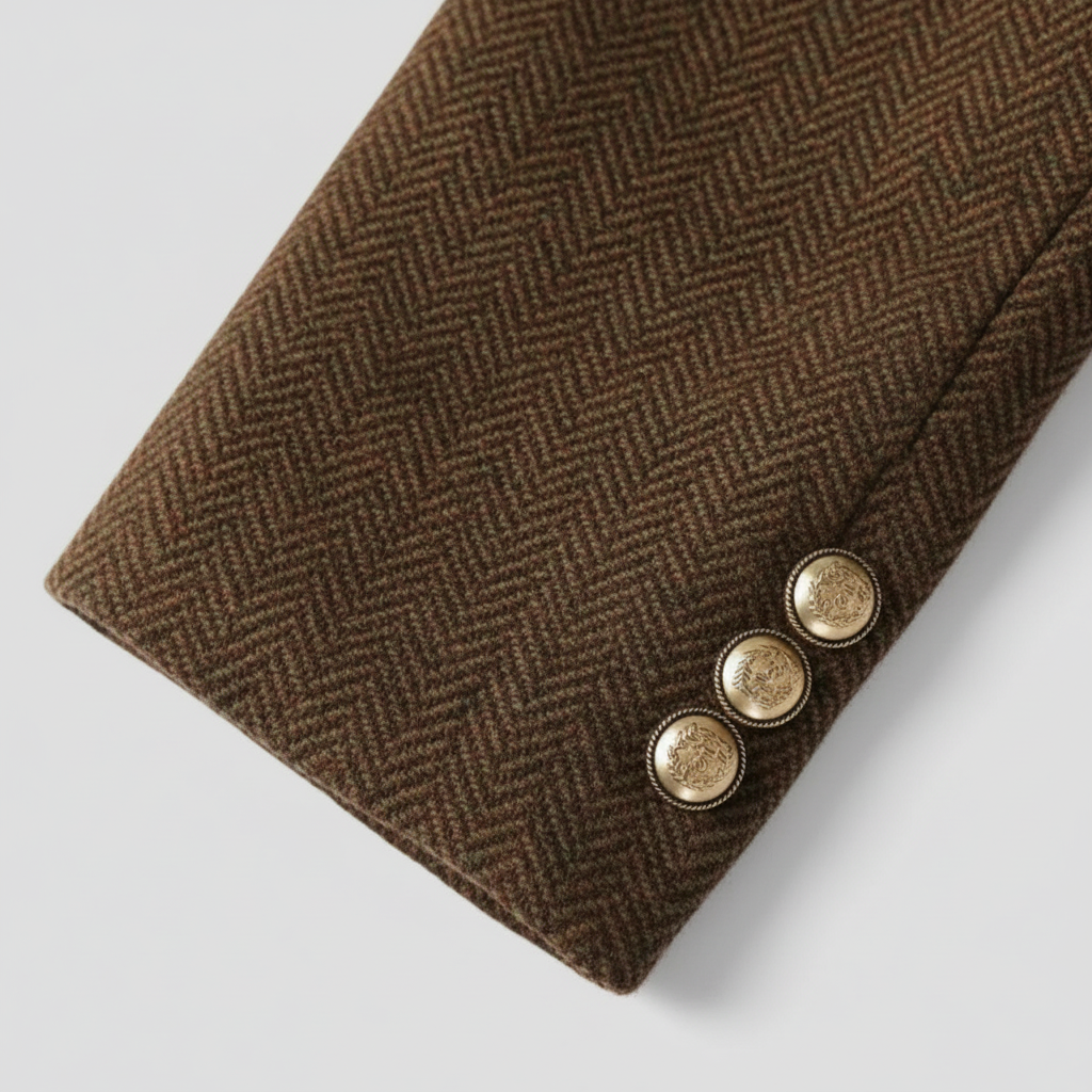 Mirla | Tweed Blazer Kappa – Dubbelt Radad, med Bälte, Sjalkrage-Eva Jonsson