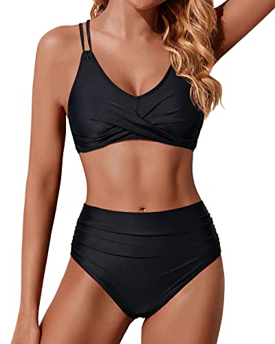 Mirla | Twist Front Hög Midja Bikini Set Tvådelade Badkläder Push Up Wrappade Badkläder-Eva Jonsson