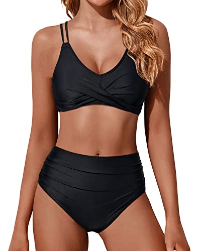 Mirla | Twist Front Hög Midja Bikini Set Tvådelade Badkläder Push Up Wrappade Badkläder-Eva Jonsson