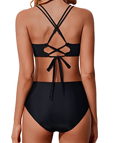 Mirla | Twist Front Hög Midja Bikini Set Tvådelade Badkläder Push Up Wrappade Badkläder-Eva Jonsson