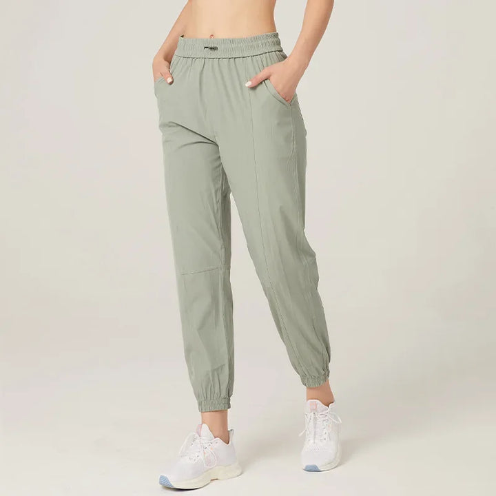 Mirla | Tyg Snörning Länkar Löpning Sport Joggers Kvinnor Snabbt Torkande Athletisk Fitness Tränings Sweatpants med Två Fickor Rörelse Byxor-Eva Jonsson