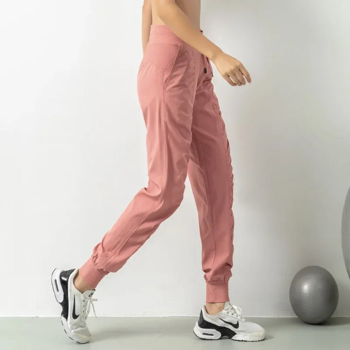 Mirla | Tyg Snörning Länkar Löpning Sport Joggers Kvinnor Snabbt Torkande Athletisk Fitness Tränings Sweatpants med Två Fickor Rörelse Byxor-Eva Jonsson
