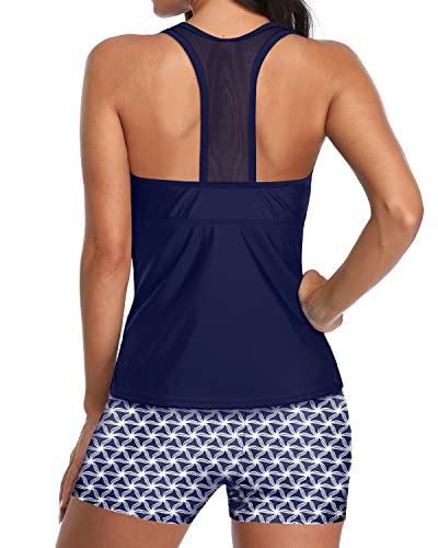 Mirla | U-hals Tankini set med mesh racerback och boyleg shorts för kvinnor-Eva Jonsson