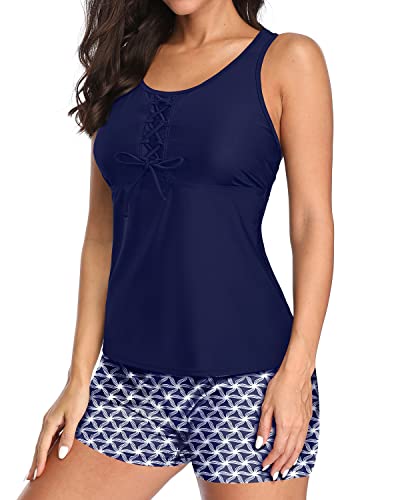 Mirla | U-hals Tankini set med mesh racerback och boyleg shorts för kvinnor-Eva Jonsson