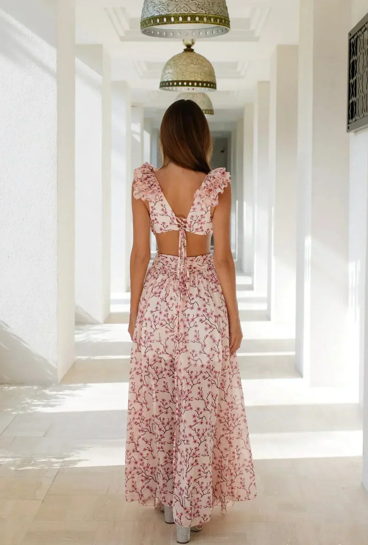 Mirla | Utsväng Ruffle Maxi Klänning-Eva Jonsson