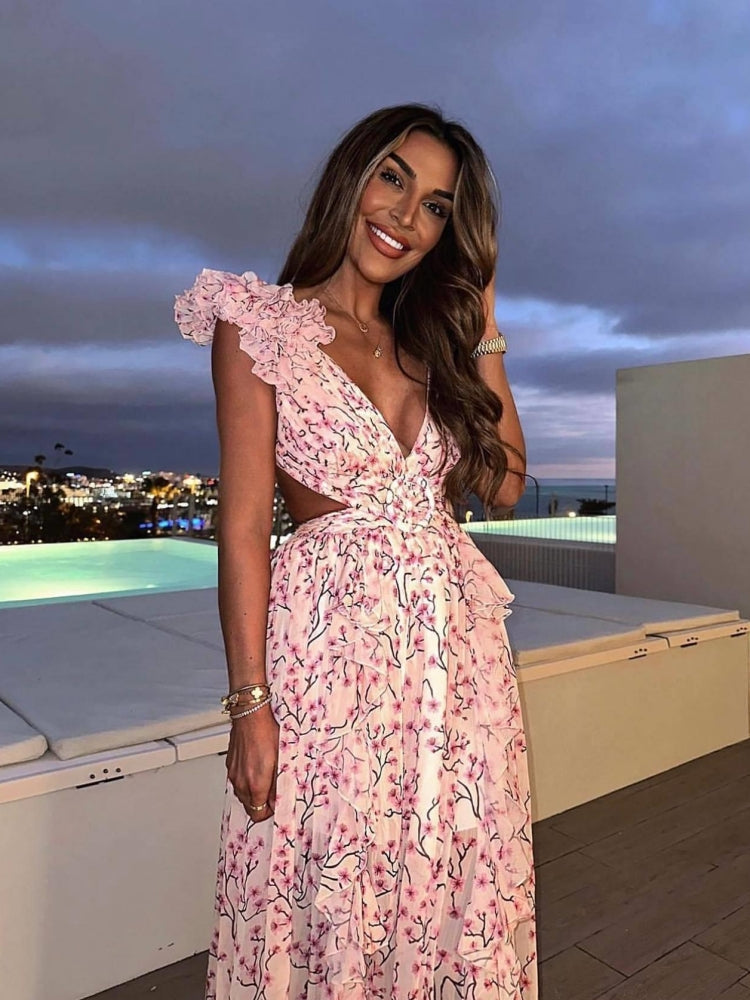 Mirla | Utsväng Ruffle Maxi Klänning-Eva Jonsson