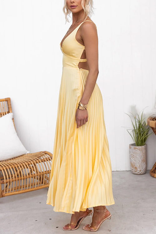 Mirla | V-Hals Ryggutskärning Cut-Out Fåll Maxi Cami Klänning-Eva Jonsson