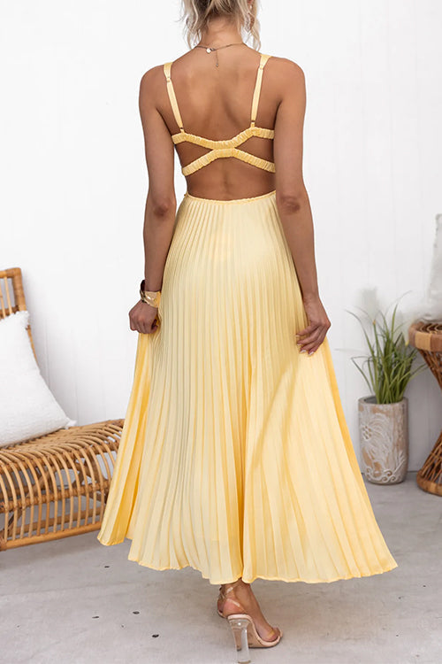 Mirla | V-Hals Ryggutskärning Cut-Out Fåll Maxi Cami Klänning-Eva Jonsson