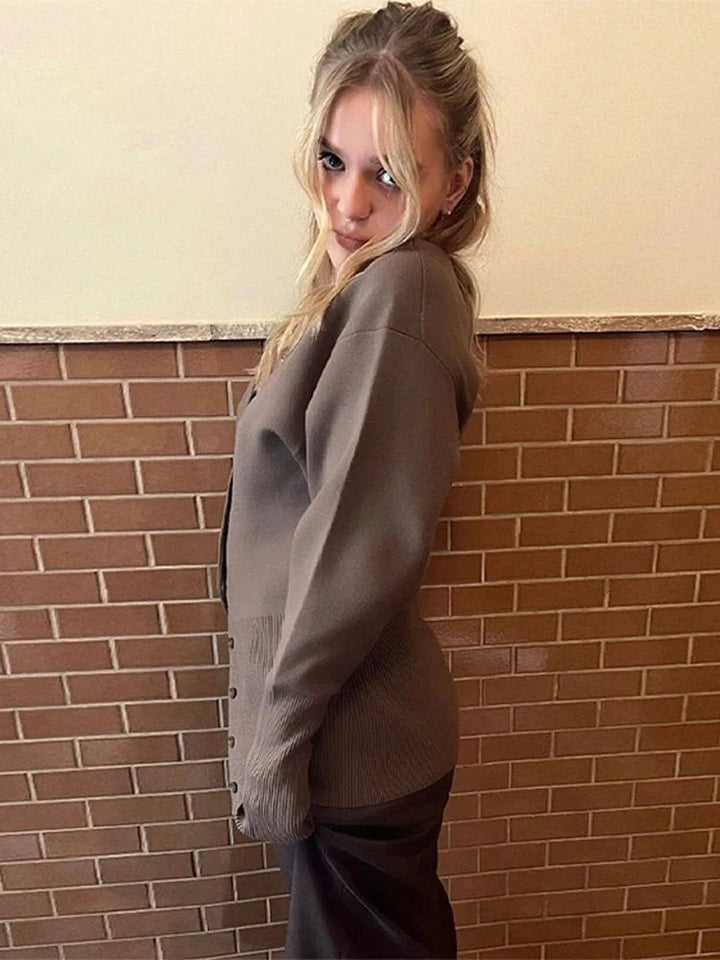 Mirla | V-Urringning Stickad Cardigan-Eva Jonsson