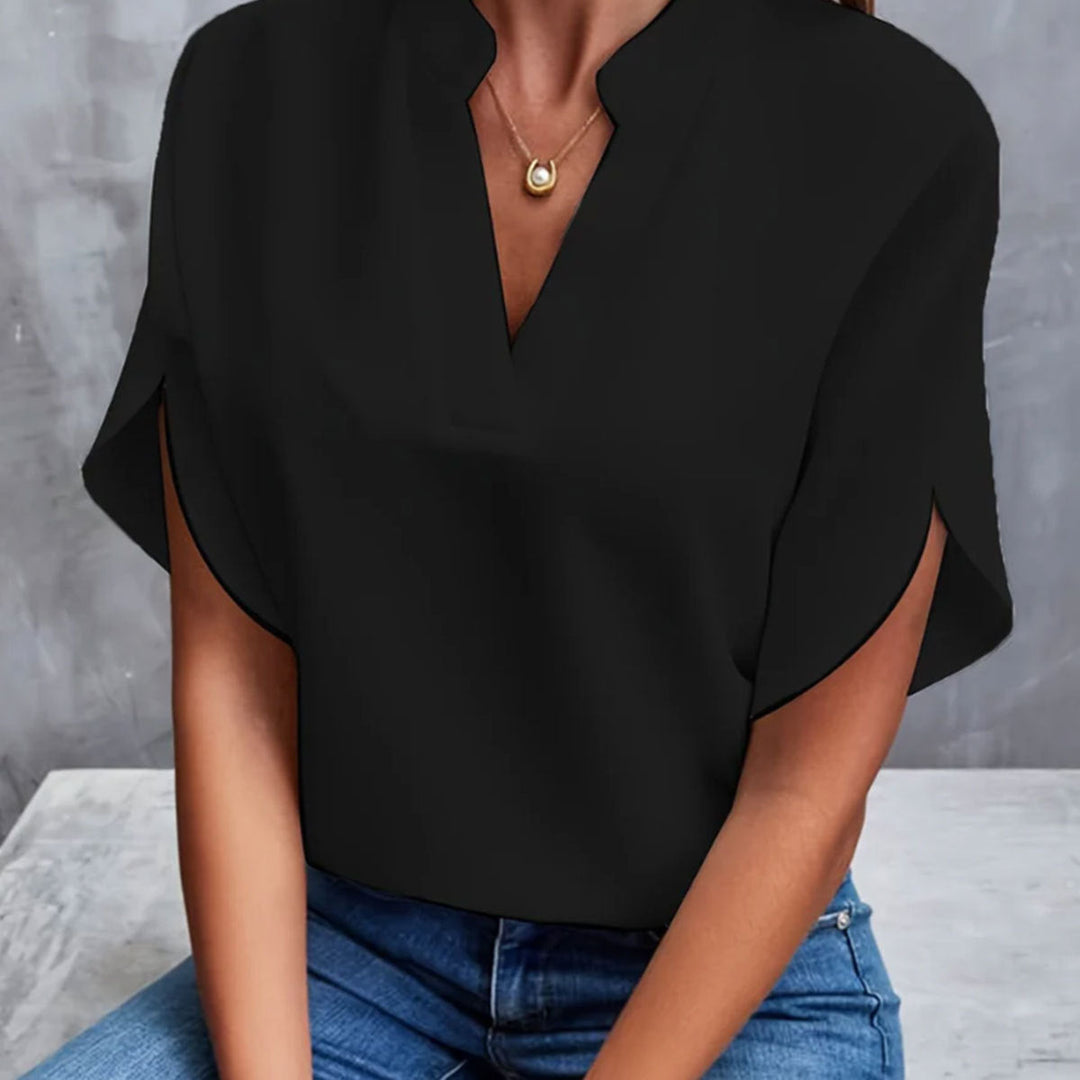 Mirla | V-hals Dam Kortärmad T-shirt-Eva Jonsson