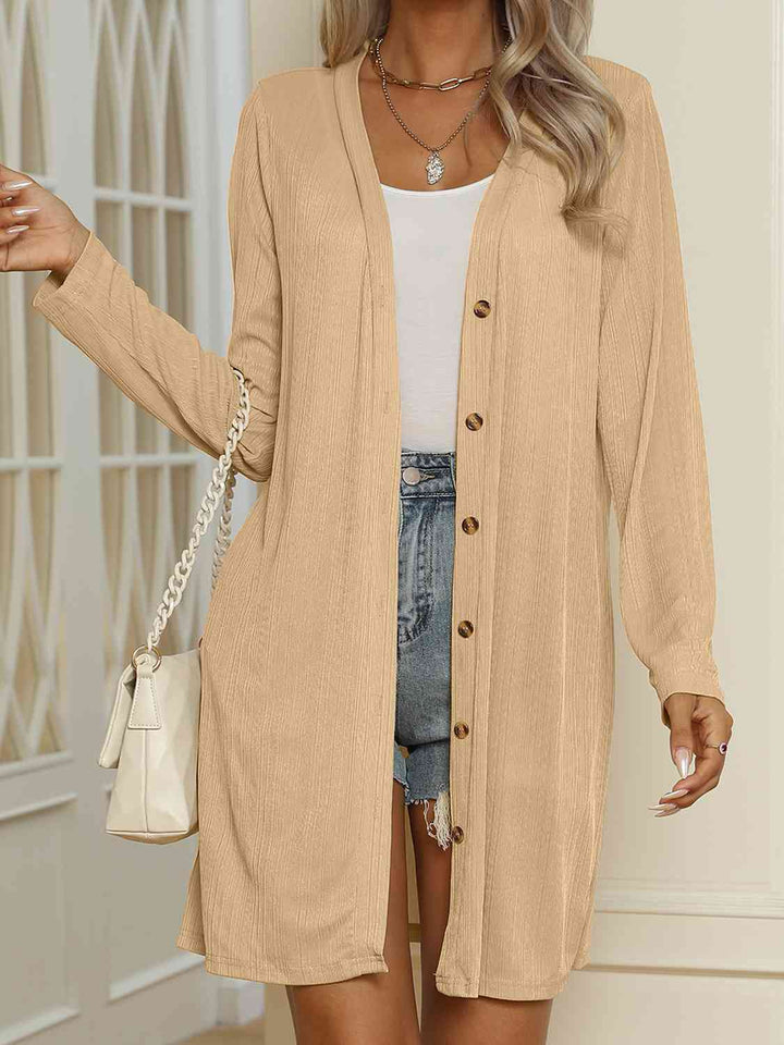 Mirla | V-ringad Knapptopp Långärmad Cardigan-Eva Jonsson