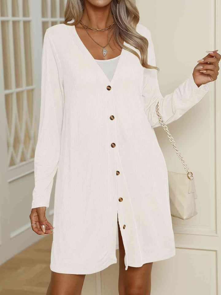 Mirla | V-ringad Knapptopp Långärmad Cardigan-Eva Jonsson