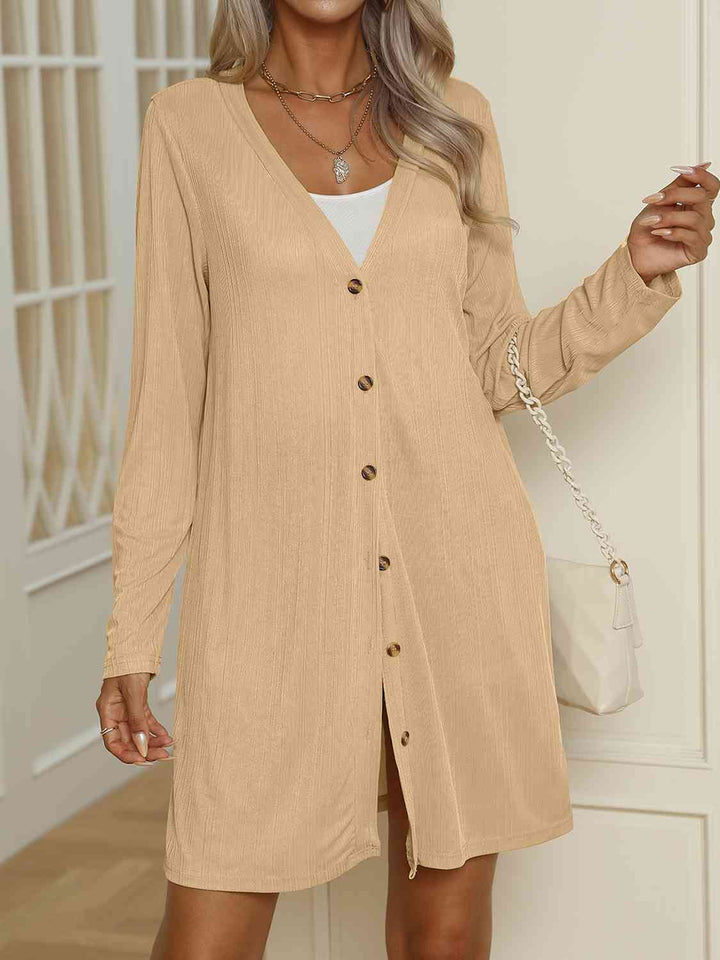 Mirla | V-ringad Knapptopp Långärmad Cardigan-Eva Jonsson