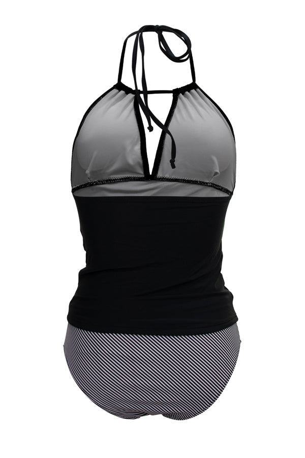 Mirla | V-ringad Magkontroll Randig Tryck Tankini Set-Eva Jonsson