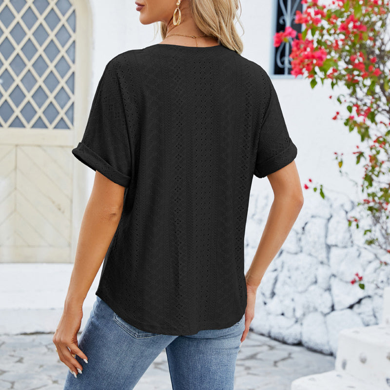 Mirla | V-urringad T-shirt-Eva Jonsson