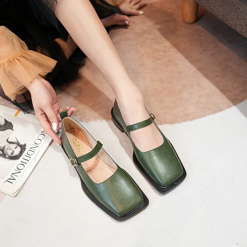Mirla | Vår och höst dam läderskor kvinnor avslappnade skor mode platta loafers brittisk stil kontor och bankett-Eva Jonsson